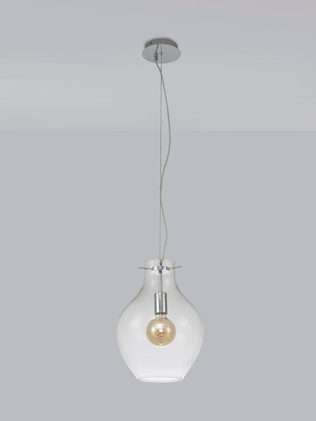 Luminosity Designs Ltd - Minimalist Pendant with Braided Cable 28cm Round, 1 x E27 - Luminosity Designs Ltd