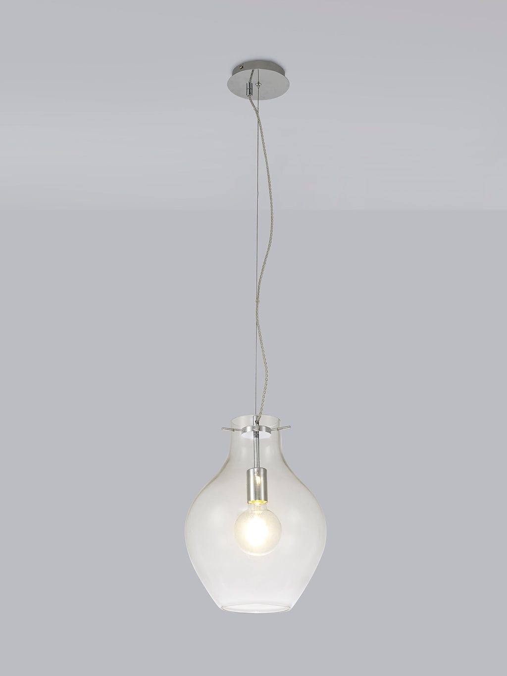 Luminosity Designs Ltd - Minimalist Pendant with Braided Cable 28cm Round, 1 x E27 - Luminosity Designs Ltd