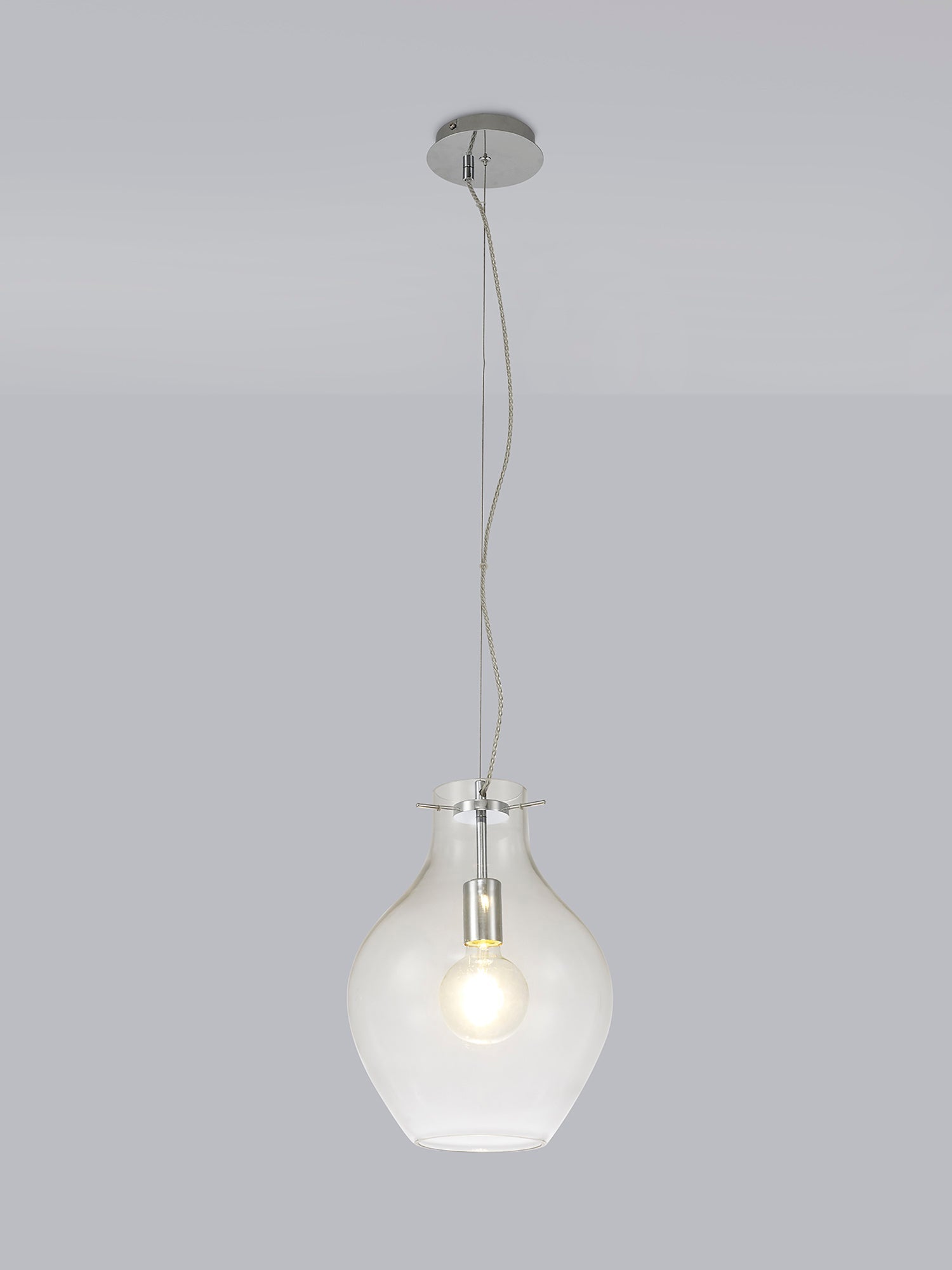 Luminosity Designs Ltd - Minimalist Pendant with Braided Cable 28cm Round, 1 x E27 - Luminosity Designs Ltd