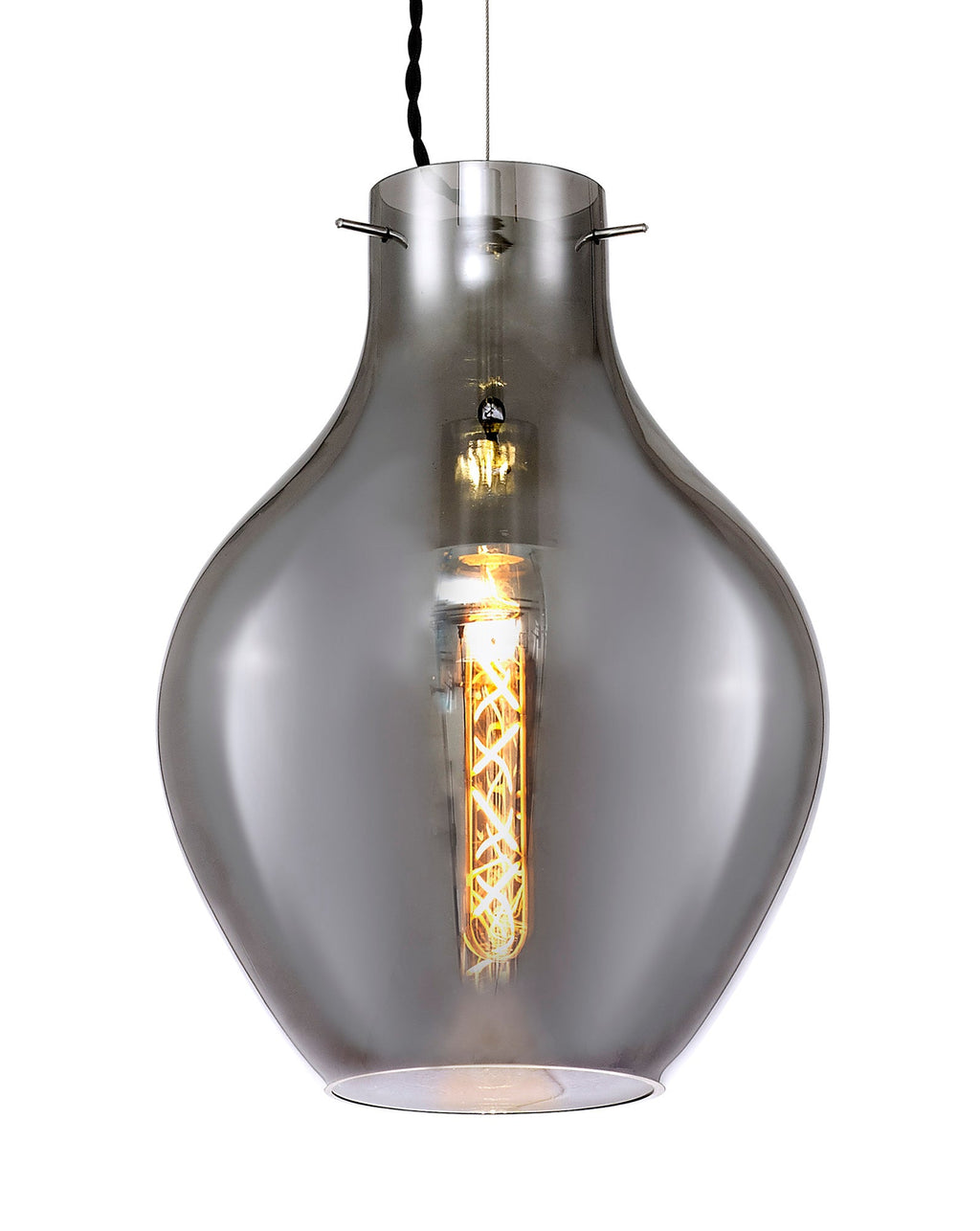 Luminosity Designs Ltd - Minimalist Pendant with Braided Cable 28cm Round, 1 x E27 - Luminosity Designs Ltd