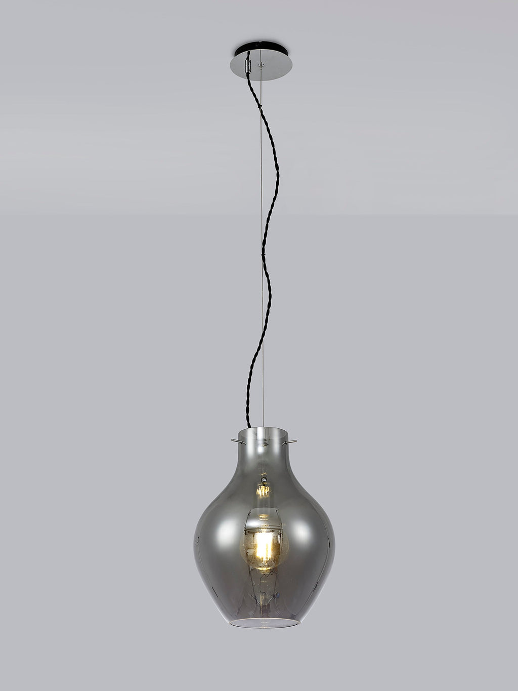 Luminosity Designs Ltd - Minimalist Pendant with Braided Cable 28cm Round, 1 x E27 - Luminosity Designs Ltd