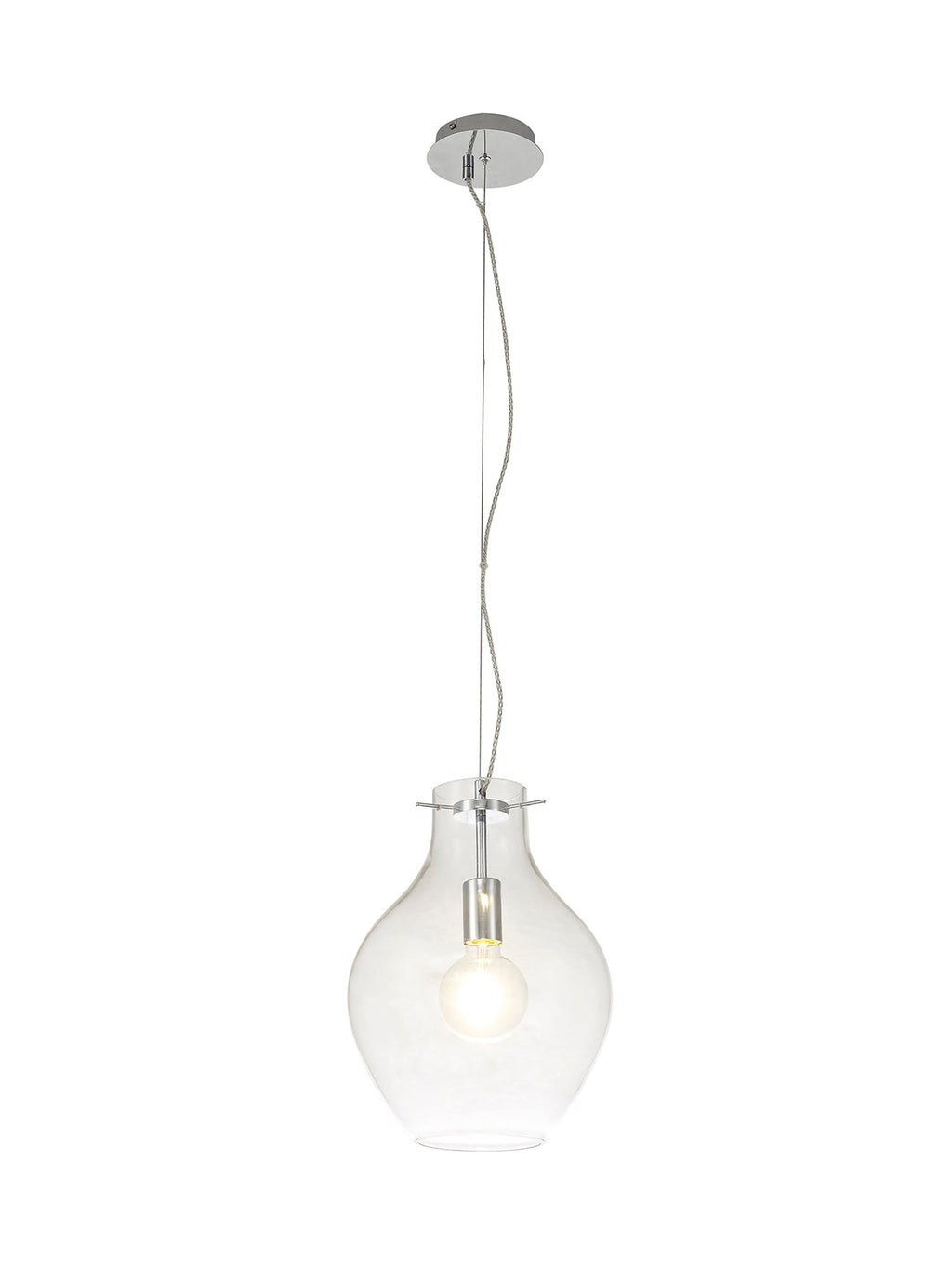 Luminosity Designs Ltd - Minimalist Pendant with Braided Cable 28cm Round, 1 x E27 - Luminosity Designs Ltd