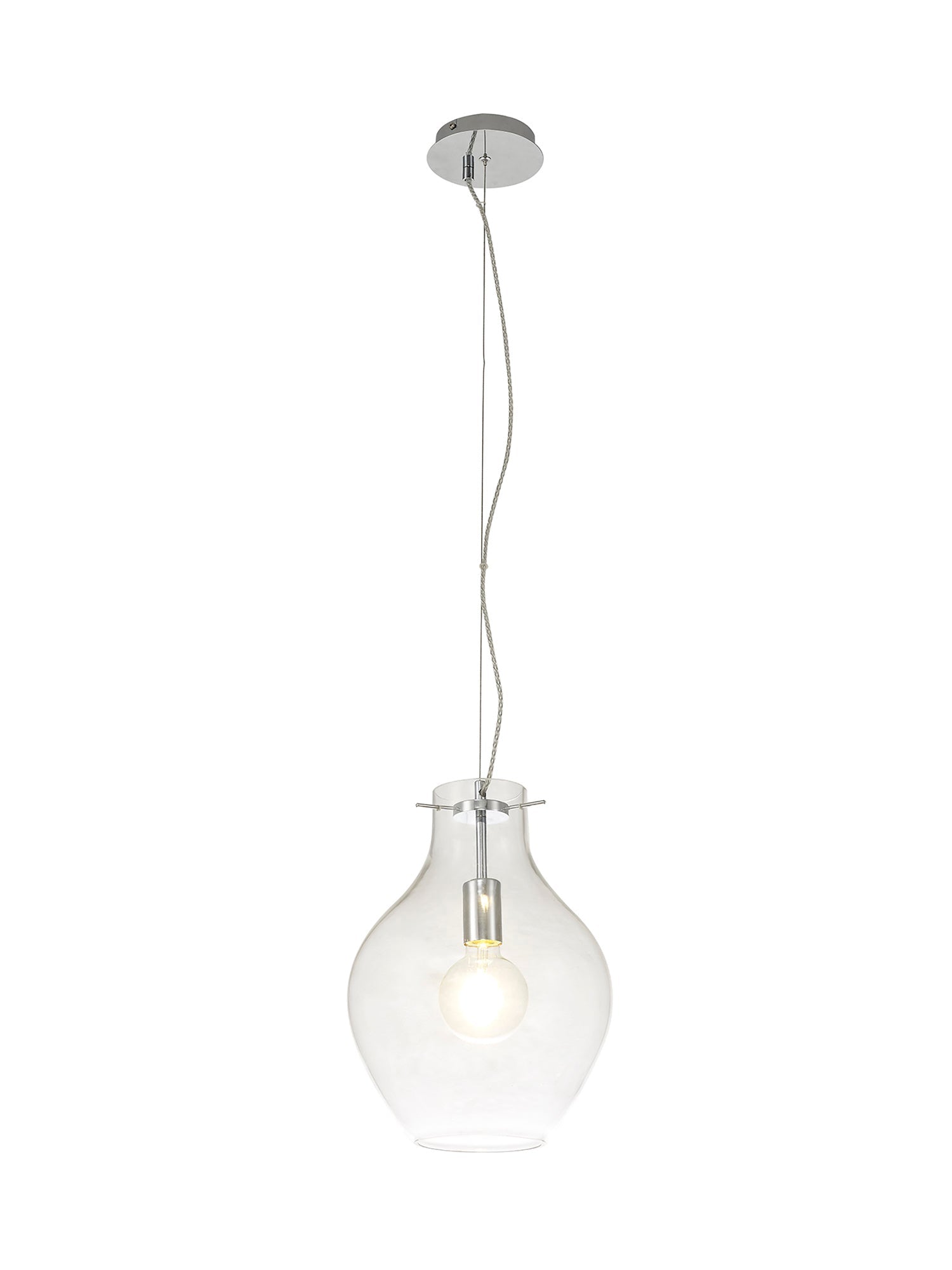 Luminosity Designs Ltd - Minimalist Pendant with Braided Cable 28cm Round, 1 x E27 - Luminosity Designs Ltd