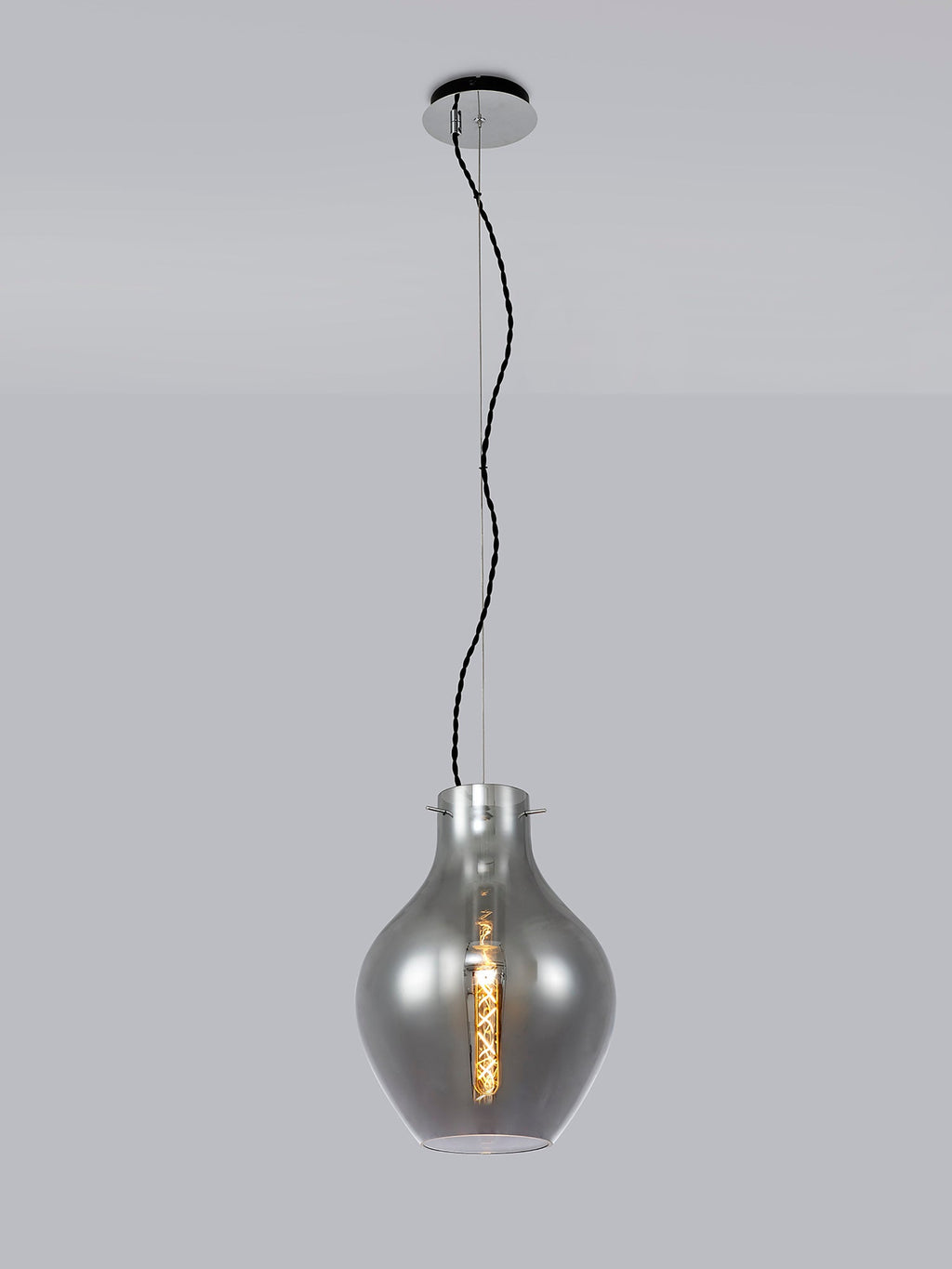 Luminosity Designs Ltd - Minimalist Pendant with Braided Cable 28cm Round, 1 x E27 - Luminosity Designs Ltd