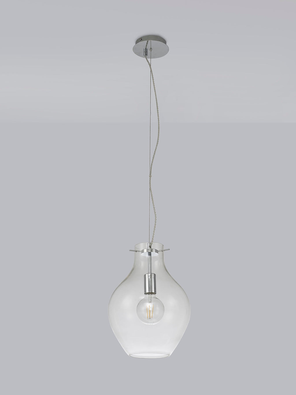 Luminosity Designs Ltd - Minimalist Pendant with Braided Cable 28cm Round, 1 x E27 - Luminosity Designs Ltd