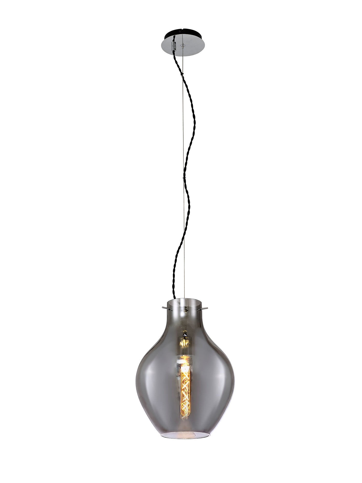 Luminosity Designs Ltd - Minimalist Pendant with Braided Cable 28cm Round, 1 x E27 - Luminosity Designs Ltd