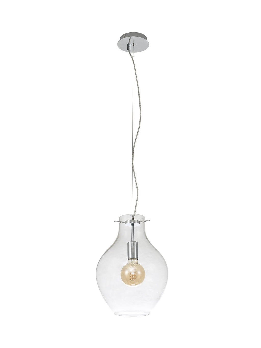 Luminosity Designs Ltd - Minimalist Pendant with Braided Cable 28cm Round, 1 x E27 - Luminosity Designs Ltd