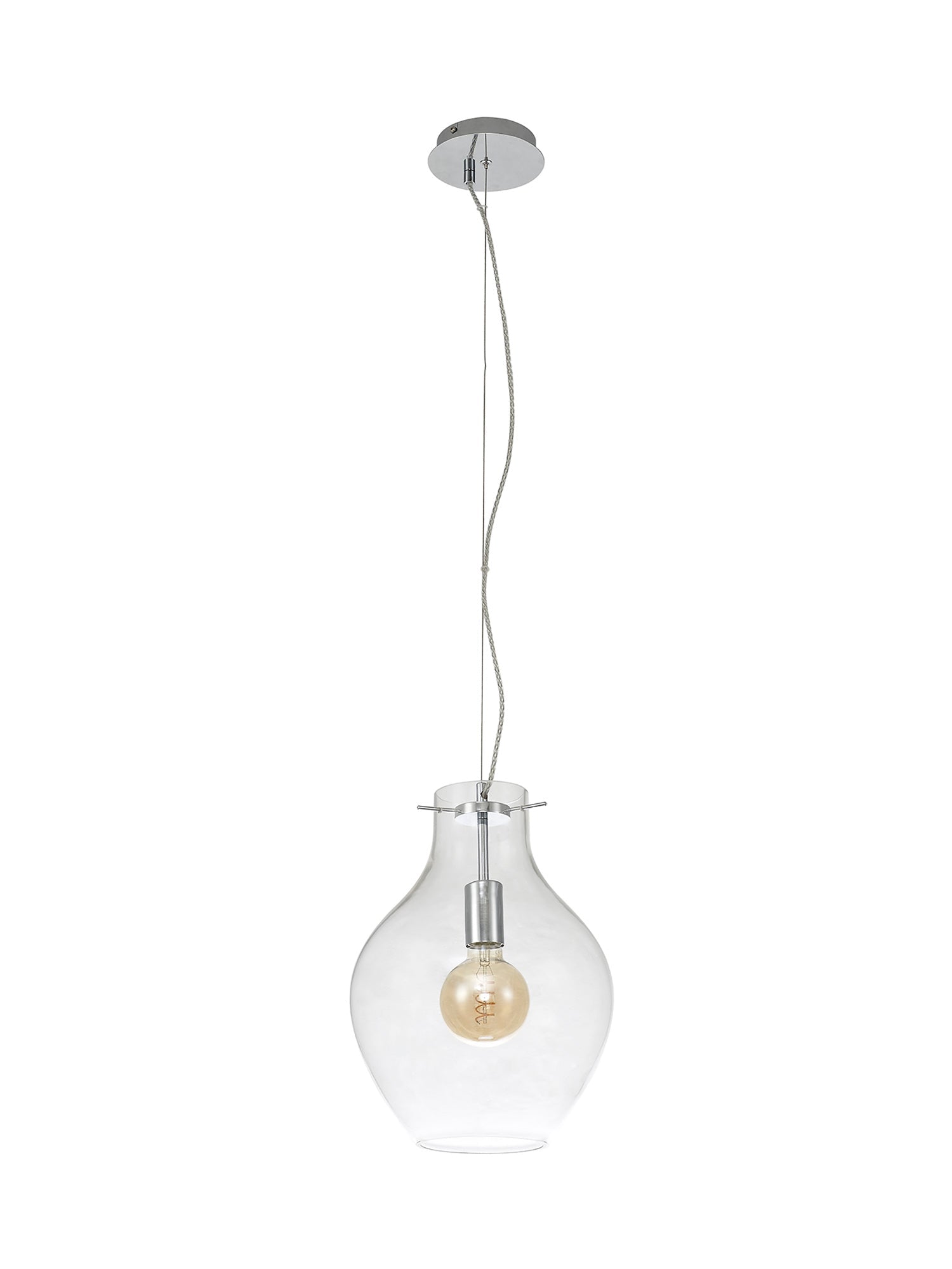 Luminosity Designs Ltd - Minimalist Pendant with Braided Cable 28cm Round, 1 x E27 - Luminosity Designs Ltd