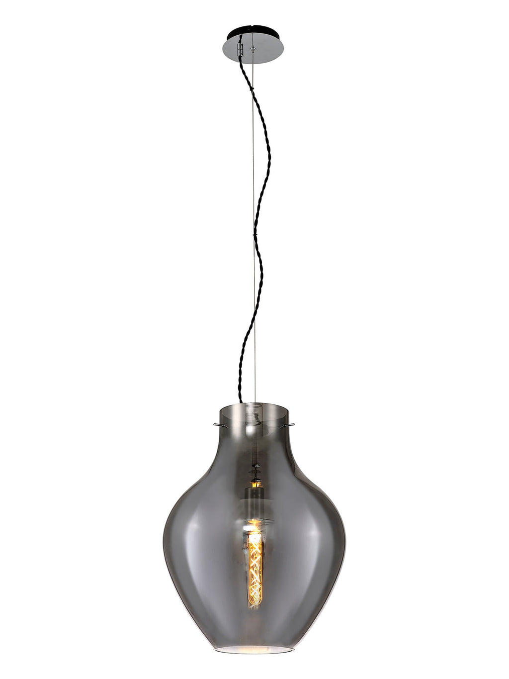 Luminosity Designs Ltd - Minimalist Pendant with Braided Cable, 38cm Round, 1 x E27 - Luminosity Designs Ltd