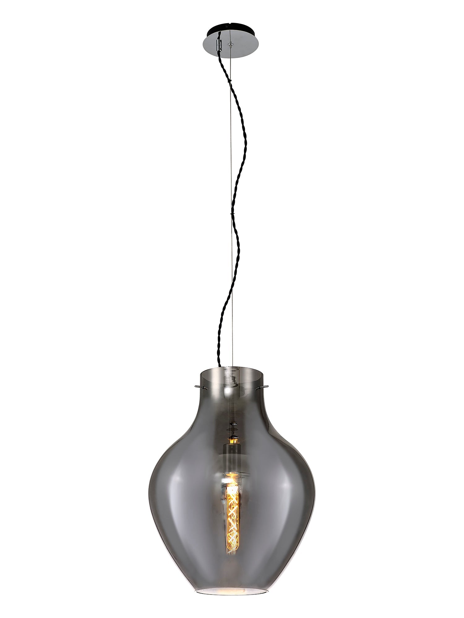 Luminosity Designs Ltd - Minimalist Pendant with Braided Cable, 38cm Round, 1 x E27 - Luminosity Designs Ltd