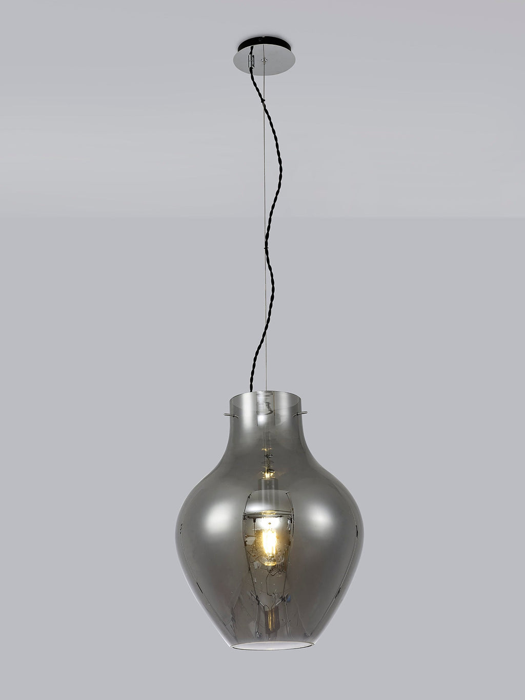 Luminosity Designs Ltd - Minimalist Pendant with Braided Cable, 38cm Round, 1 x E27 - Luminosity Designs Ltd