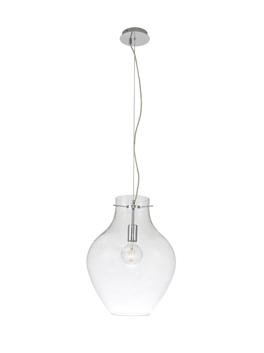 Luminosity Designs Ltd - Minimalist Pendant with Braided Cable, 38cm Round, 1 x E27 - Luminosity Designs Ltd