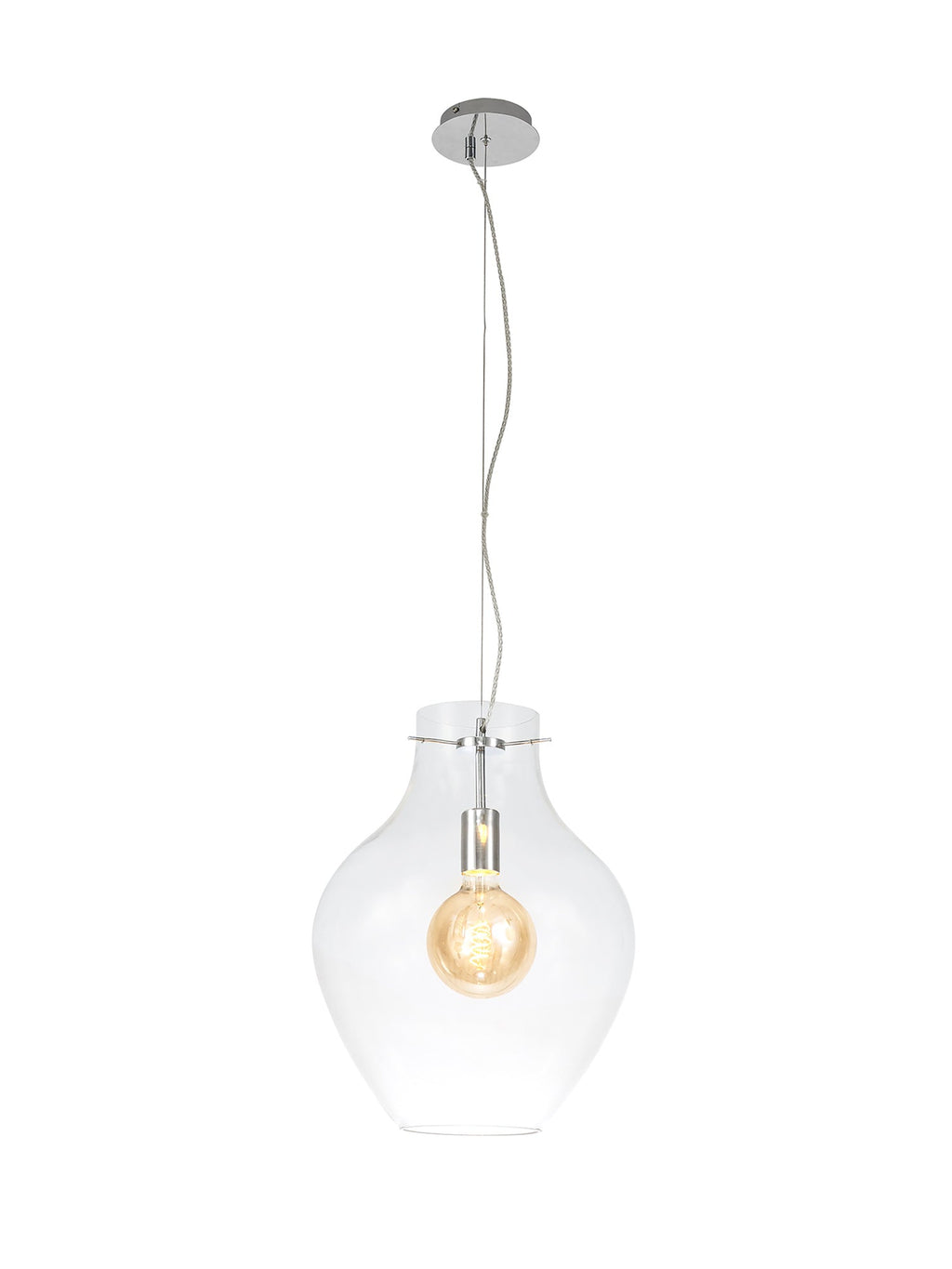 Luminosity Designs Ltd - Minimalist Pendant with Braided Cable, 38cm Round, 1 x E27 - Luminosity Designs Ltd
