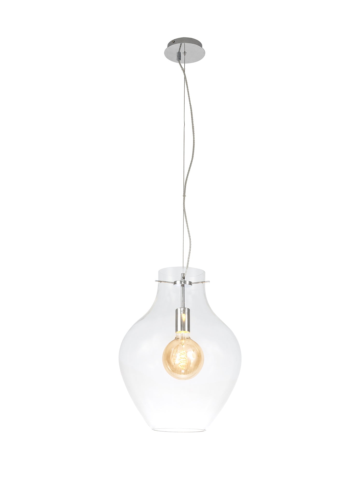 Luminosity Designs Ltd - Minimalist Pendant with Braided Cable, 38cm Round, 1 x E27 - Luminosity Designs Ltd