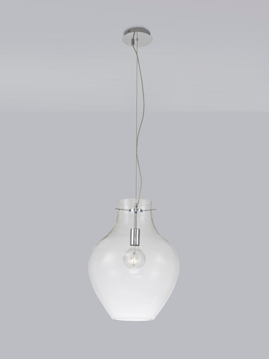 Luminosity Designs Ltd - Minimalist Pendant with Braided Cable, 38cm Round, 1 x E27 - Luminosity Designs Ltd