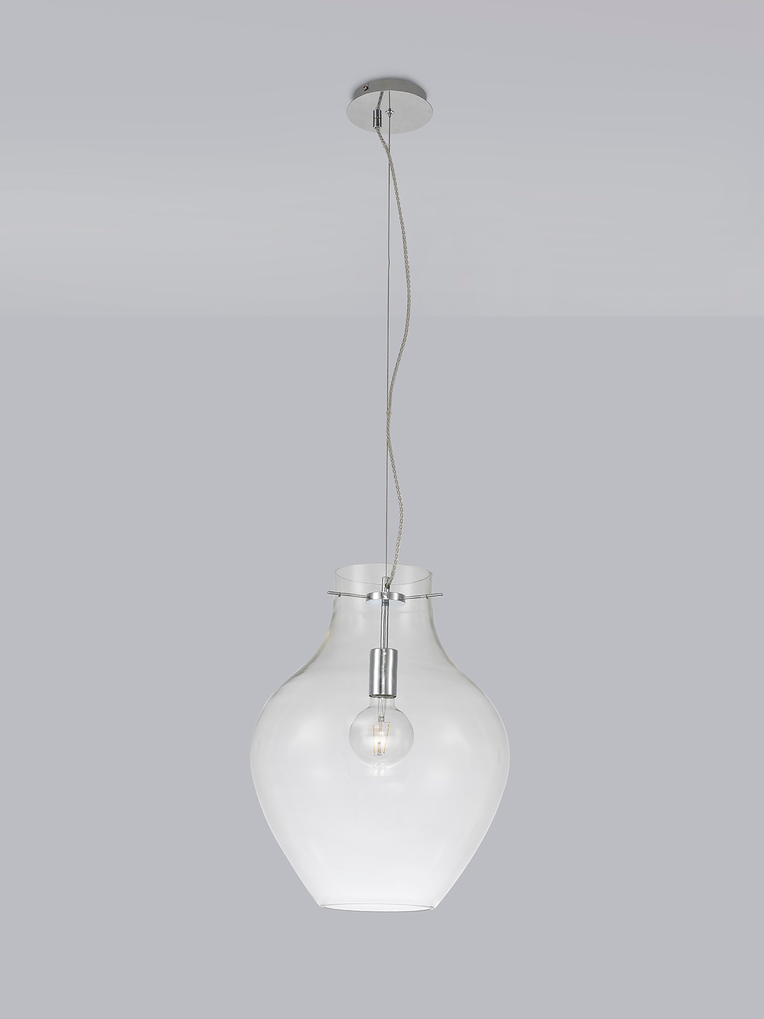Luminosity Designs Ltd - Minimalist Pendant with Braided Cable, 38cm Round, 1 x E27 - Luminosity Designs Ltd