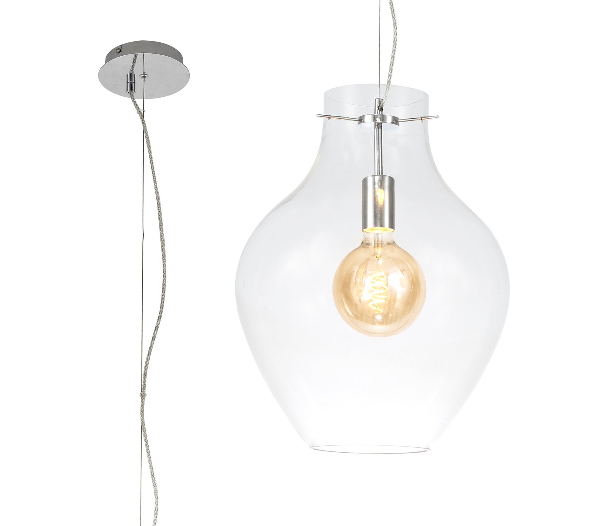 Luminosity Designs Ltd - Minimalist Pendant with Braided Cable, 38cm Round, 1 x E27 - Luminosity Designs Ltd