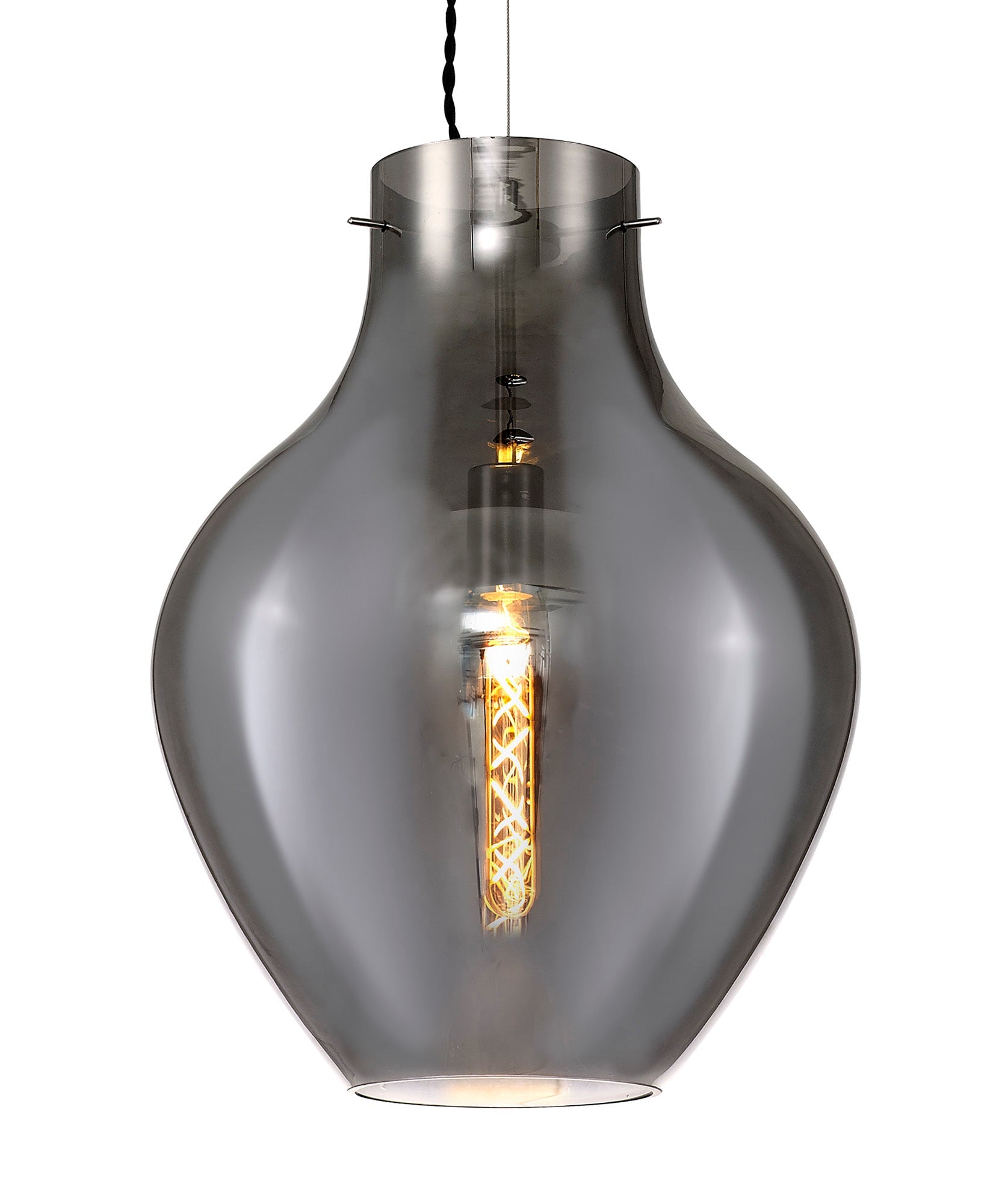Luminosity Designs Ltd - Minimalist Pendant with Braided Cable, 38cm Round, 1 x E27 - Luminosity Designs Ltd