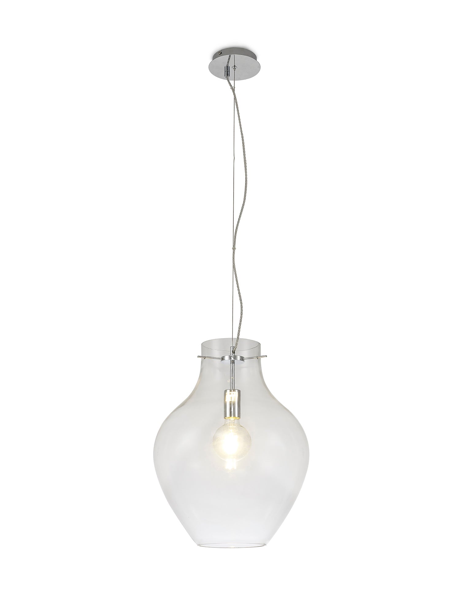 Luminosity Designs Ltd - Minimalist Pendant with Braided Cable, 38cm Round, 1 x E27 - Luminosity Designs Ltd