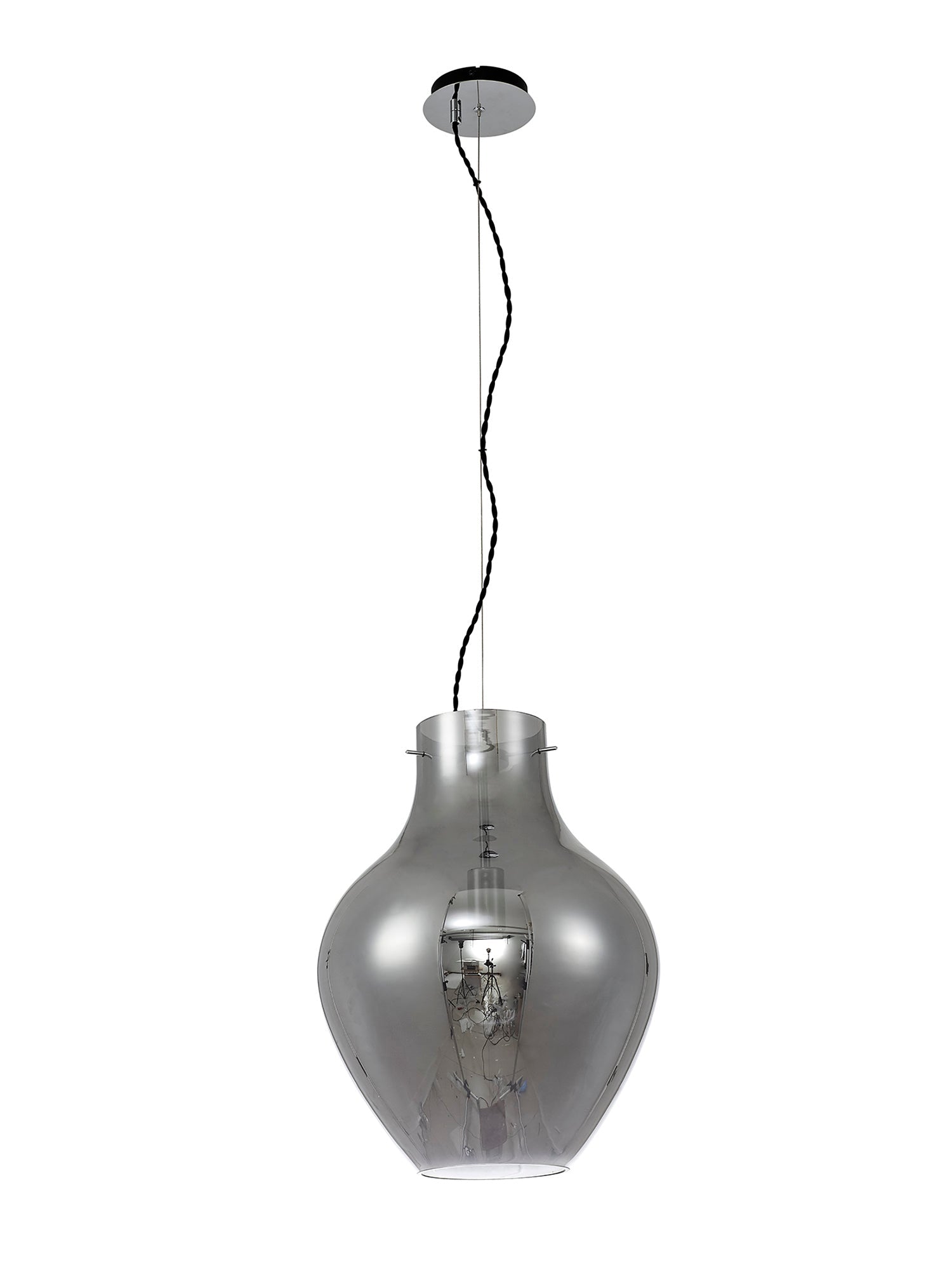 Luminosity Designs Ltd - Minimalist Pendant with Braided Cable, 38cm Round, 1 x E27 - Luminosity Designs Ltd