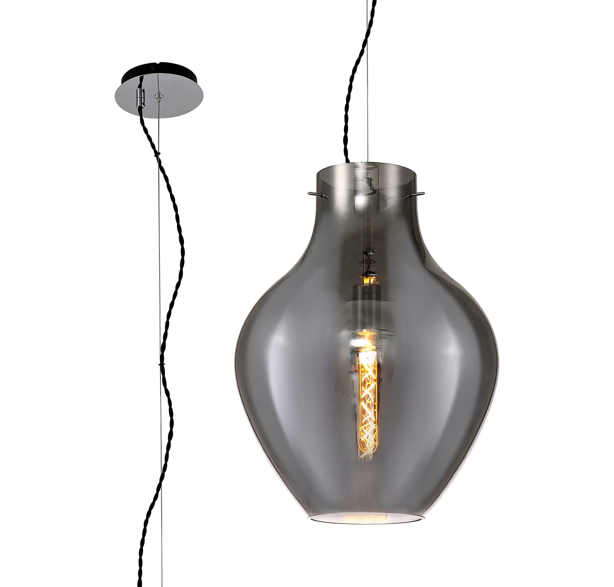 Luminosity Designs Ltd - Minimalist Pendant with Braided Cable, 38cm Round, 1 x E27 - Luminosity Designs Ltd