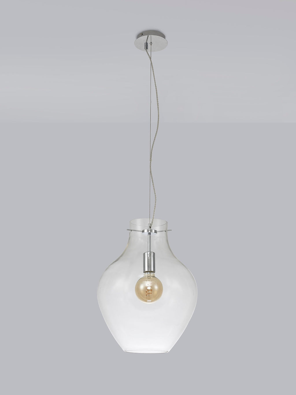Luminosity Designs Ltd - Minimalist Pendant with Braided Cable, 38cm Round, 1 x E27 - Luminosity Designs Ltd
