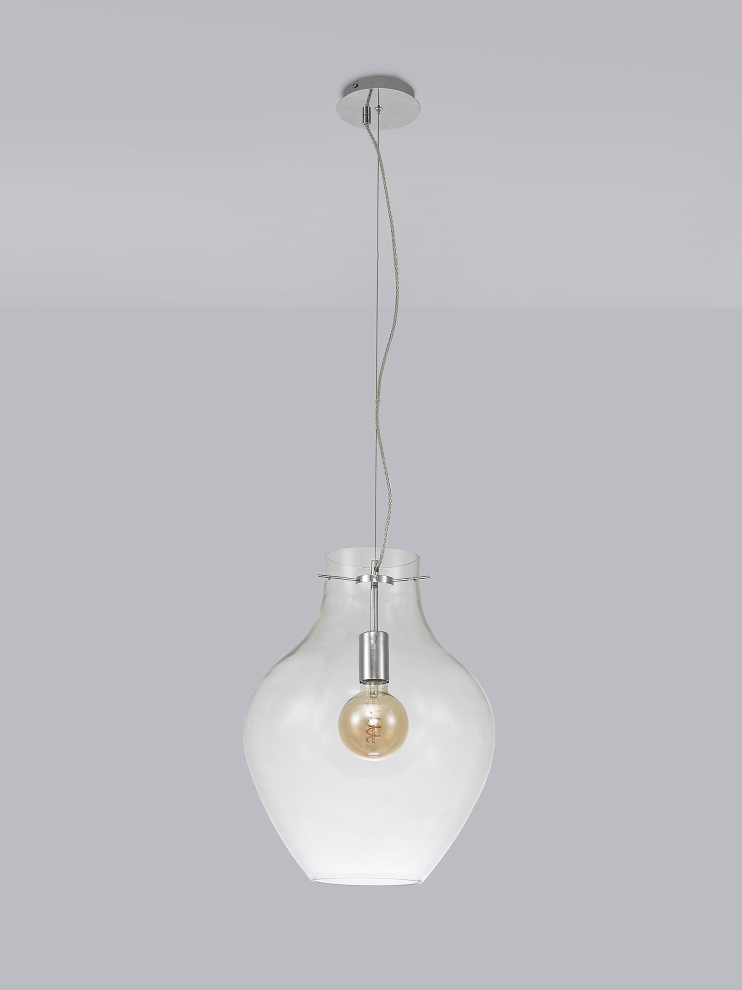 Luminosity Designs Ltd - Minimalist Pendant with Braided Cable, 38cm Round, 1 x E27 - Luminosity Designs Ltd