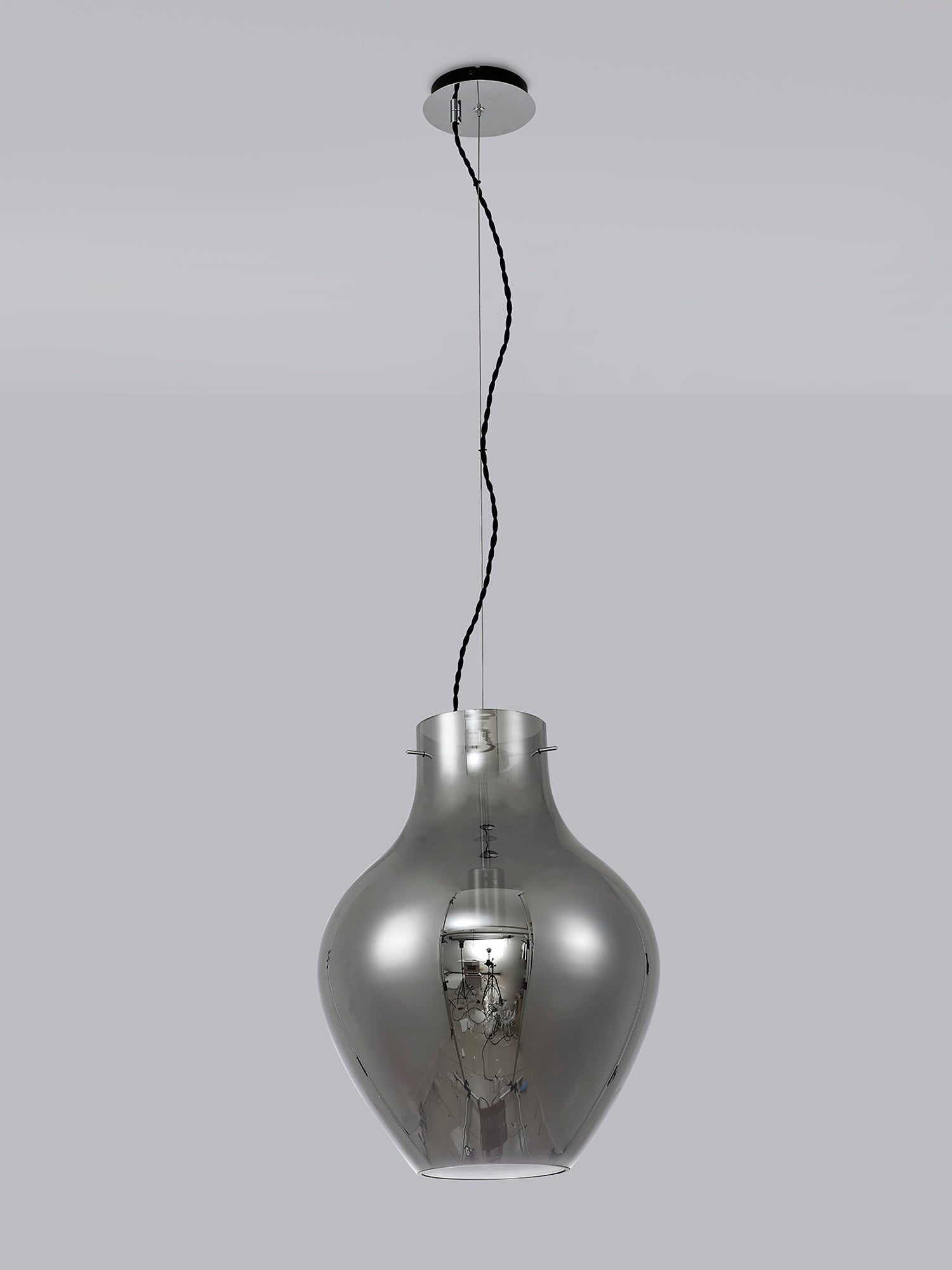 Luminosity Designs Ltd - Minimalist Pendant with Braided Cable, 38cm Round, 1 x E27 - Luminosity Designs Ltd