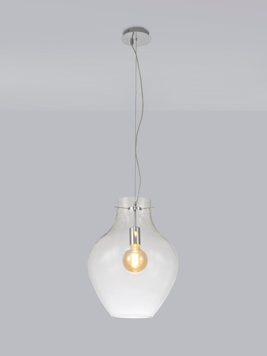 Luminosity Designs Ltd - Minimalist Pendant with Braided Cable, 38cm Round, 1 x E27 - Luminosity Designs Ltd
