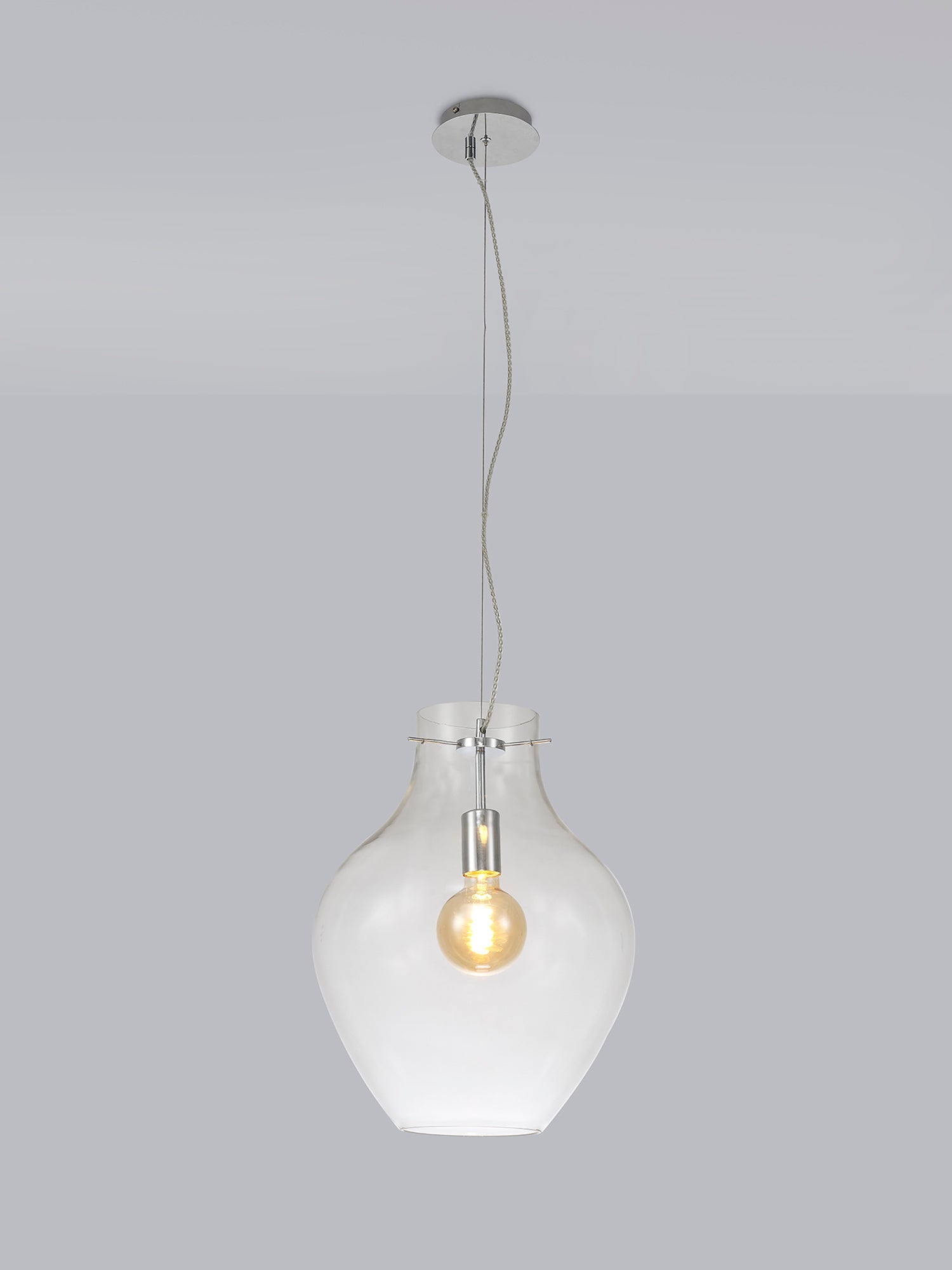 Luminosity Designs Ltd - Minimalist Pendant with Braided Cable, 38cm Round, 1 x E27 - Luminosity Designs Ltd