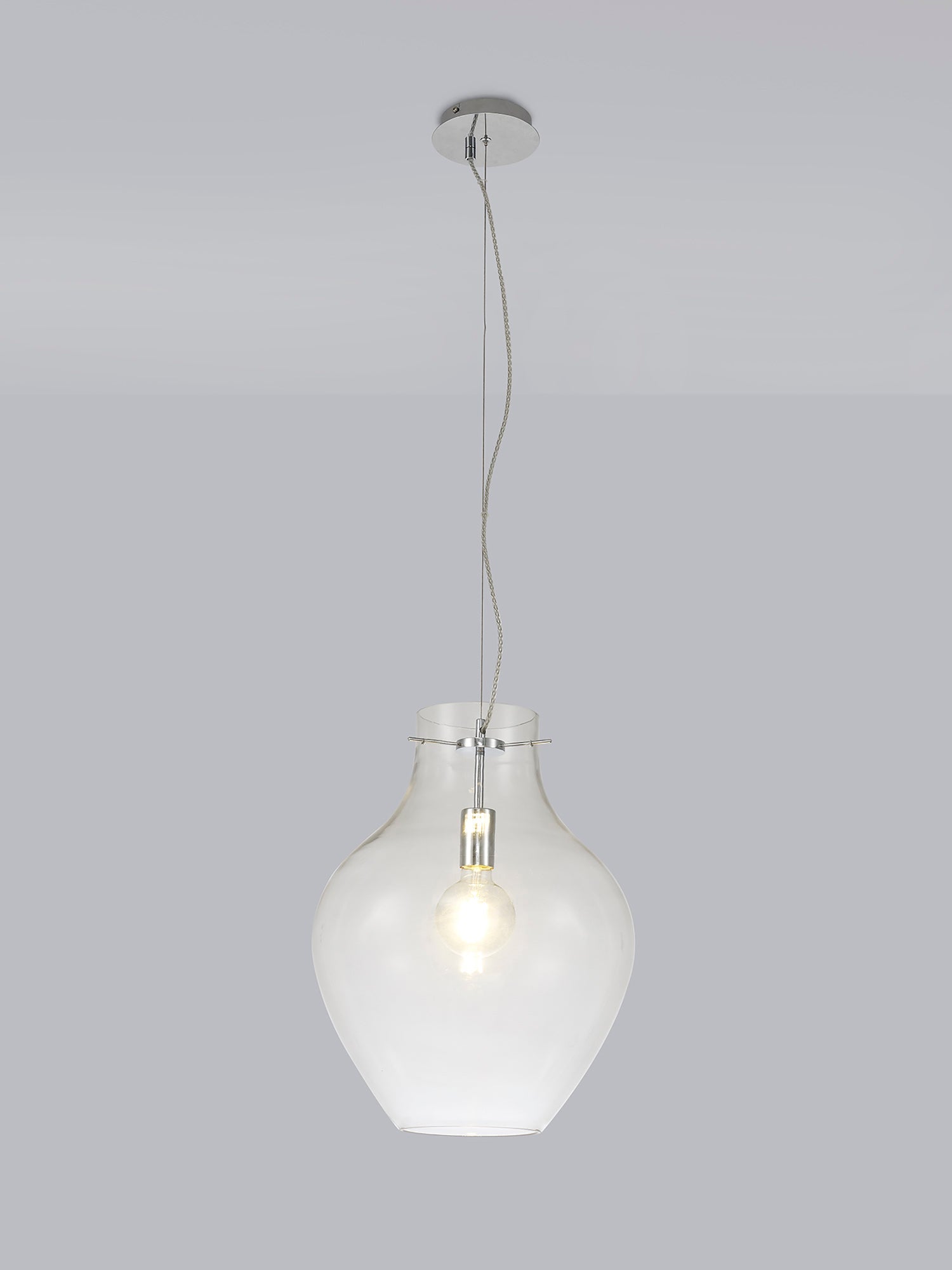 Luminosity Designs Ltd - Minimalist Pendant with Braided Cable, 38cm Round, 1 x E27 - Luminosity Designs Ltd