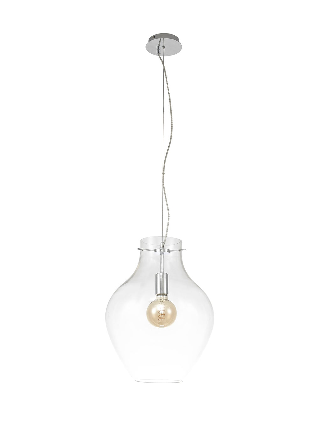 Luminosity Designs Ltd - Minimalist Pendant with Braided Cable, 38cm Round, 1 x E27 - Luminosity Designs Ltd