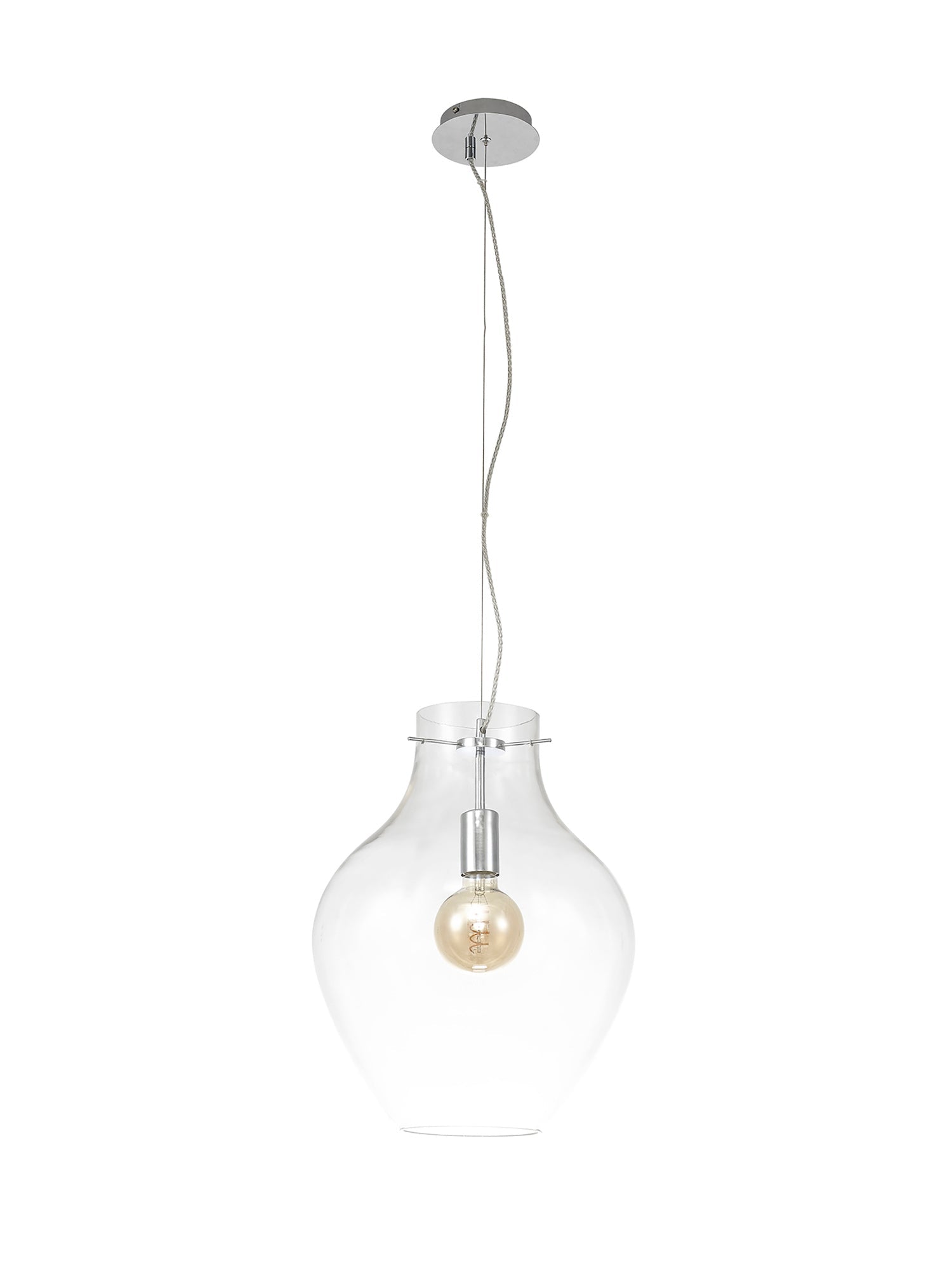 Luminosity Designs Ltd - Minimalist Pendant with Braided Cable, 38cm Round, 1 x E27 - Luminosity Designs Ltd