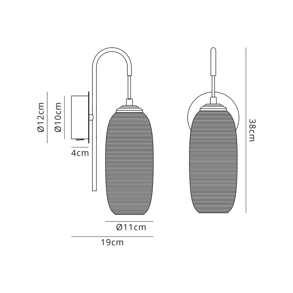 Luminosity Designs - Miranda Switched Wall Lamp, 1 x 6W LED, 4000K, 540lm - Luminosity Designs Ltd