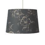 Monochrome Country Floral Shade, Drawn Flowers on a Natural Weave Fabric in 2 Sizes and 2 Colourways - Luminosity Designs Ltd