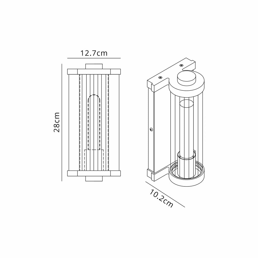 Luminosity Designs Ltd - Moriarty Vintage Style Wall Light, 1 Light E27, IP54, Dual Coloured Metal With Clear Ribbed Glass Shade - Luminosity Designs Ltd