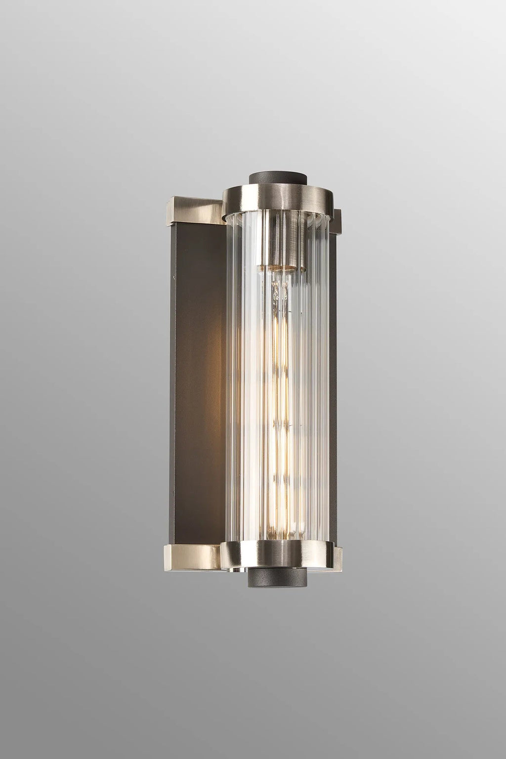 Luminosity Designs Ltd - Moriarty Vintage Style Wall Light, 1 Light E27, IP54, Dual Coloured Metal With Clear Ribbed Glass Shade - Luminosity Designs Ltd