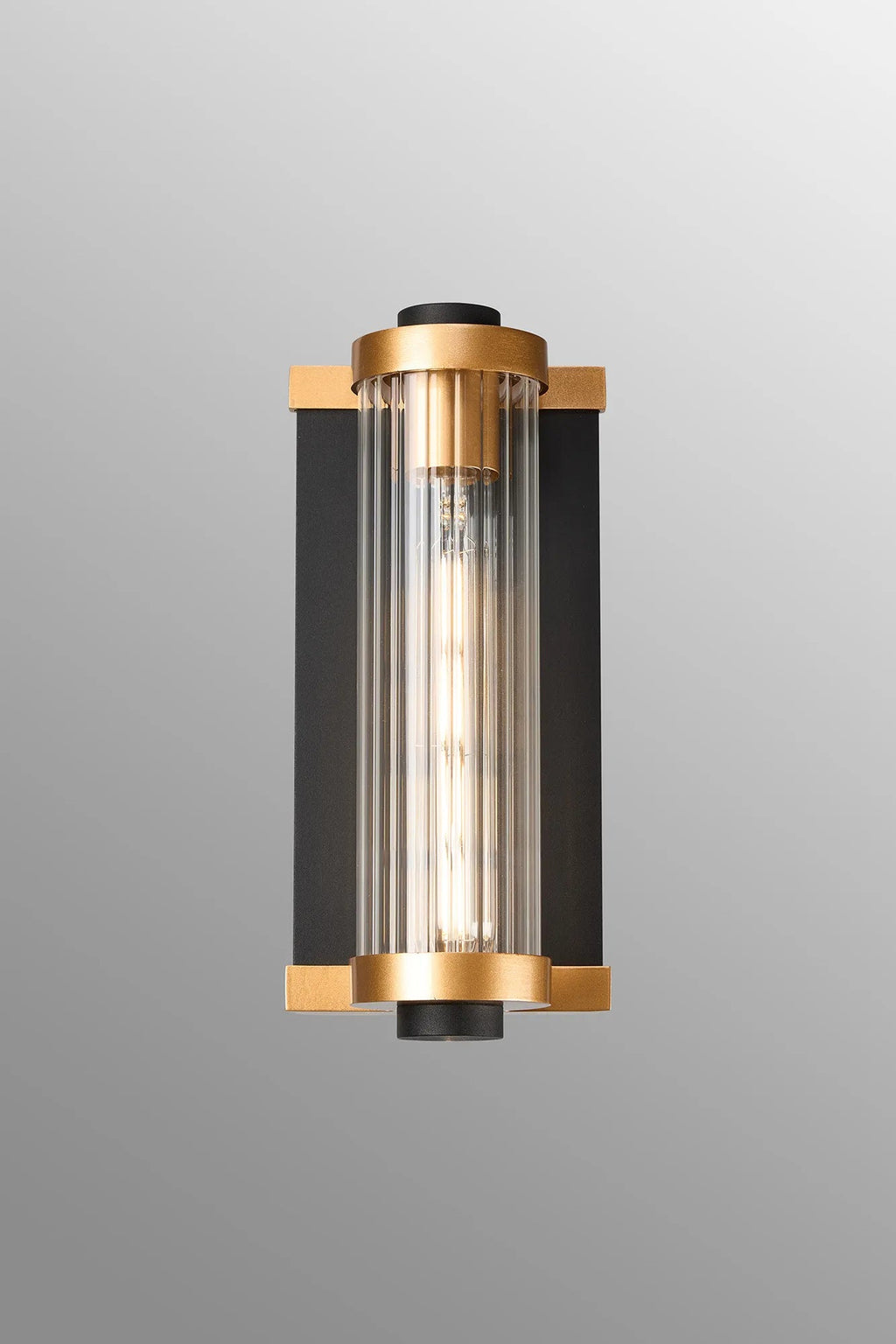 Luminosity Designs Ltd - Moriarty Vintage Style Wall Light, 1 Light E27, IP54, Dual Coloured Metal With Clear Ribbed Glass Shade - Luminosity Designs Ltd