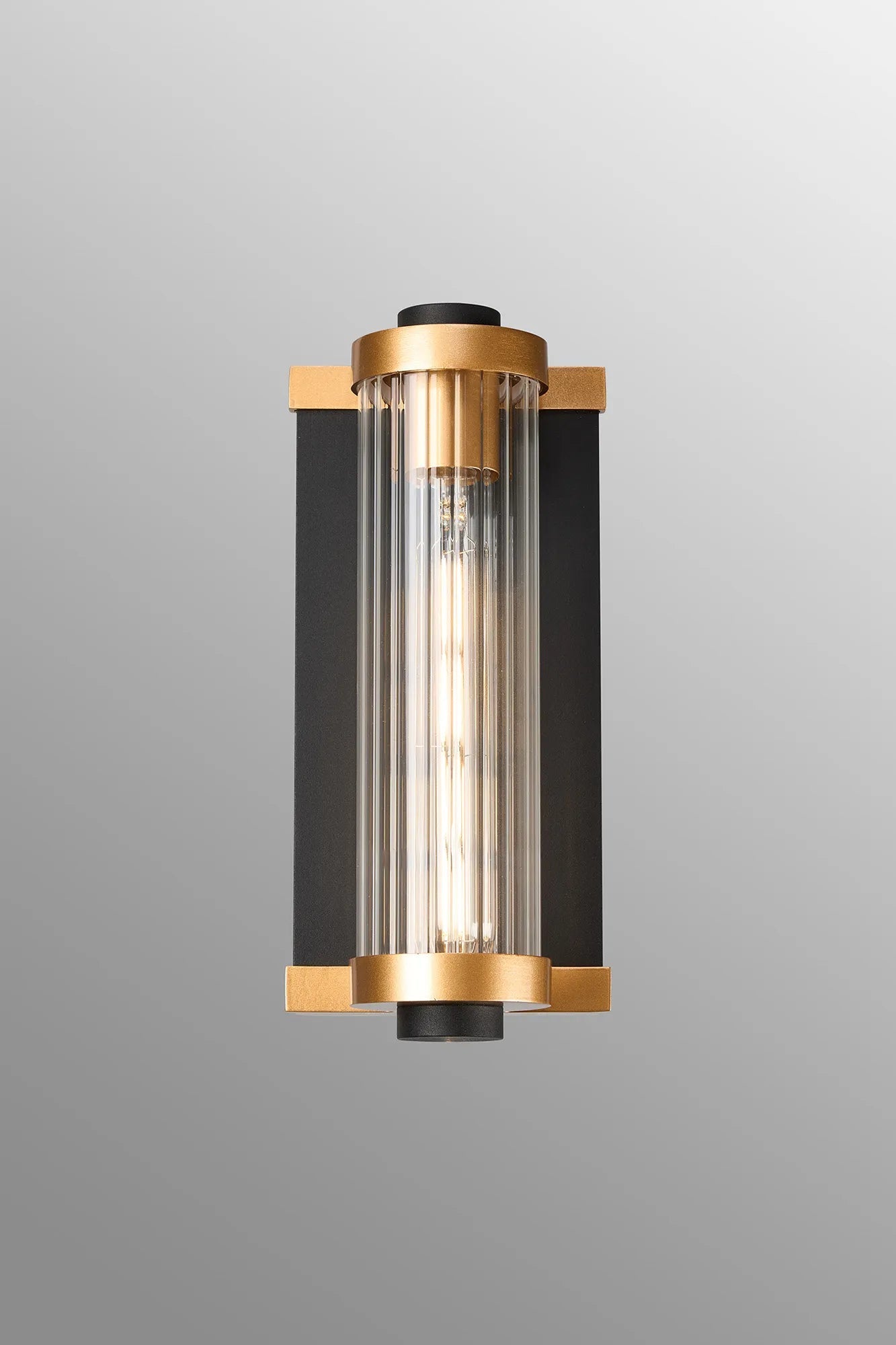 Luminosity Designs Ltd - Moriarty Vintage Style Wall Light, 1 Light E27, IP54, Dual Coloured Metal With Clear Ribbed Glass Shade - Luminosity Designs Ltd