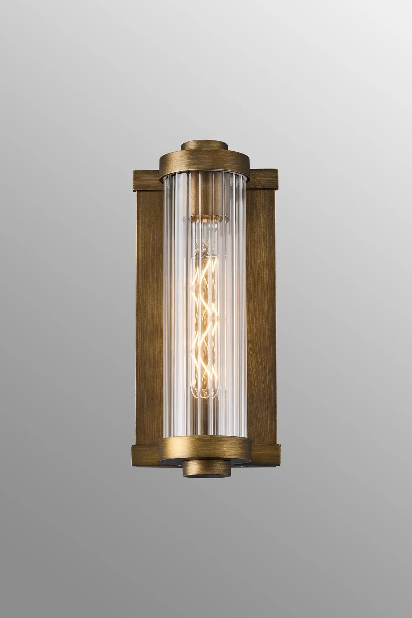 Luminosity Designs Ltd - Moriarty Vintage Style Wall Light, 1 Light E27, IP54, Dual Coloured Metal With Clear Ribbed Glass Shade - Luminosity Designs Ltd