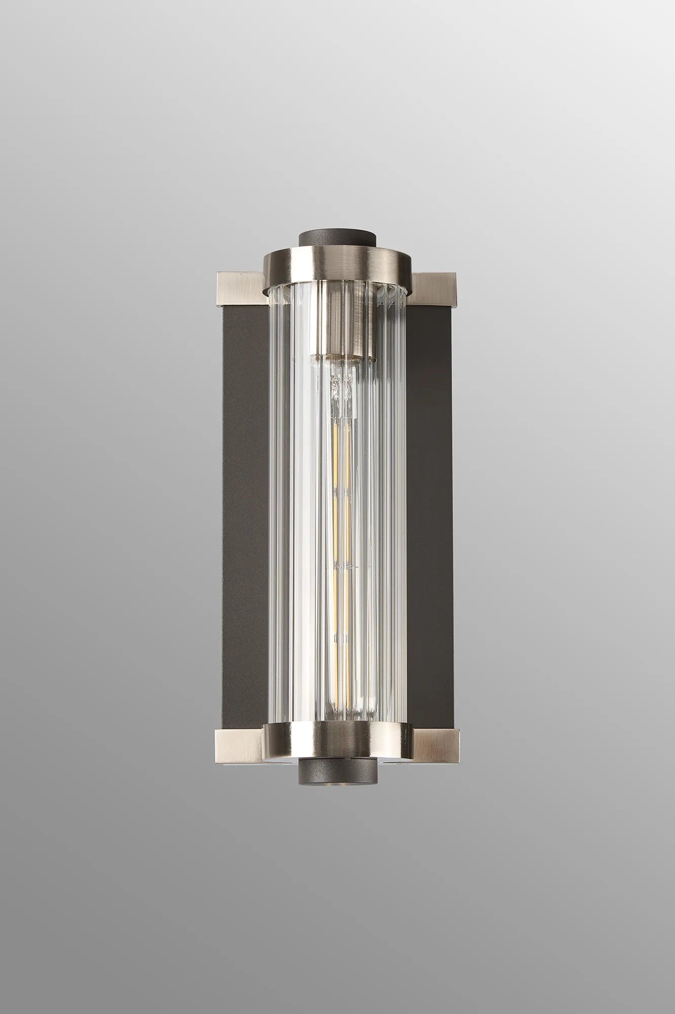 Luminosity Designs Ltd - Moriarty Vintage Style Wall Light, 1 Light E27, IP54, Dual Coloured Metal With Clear Ribbed Glass Shade - Luminosity Designs Ltd
