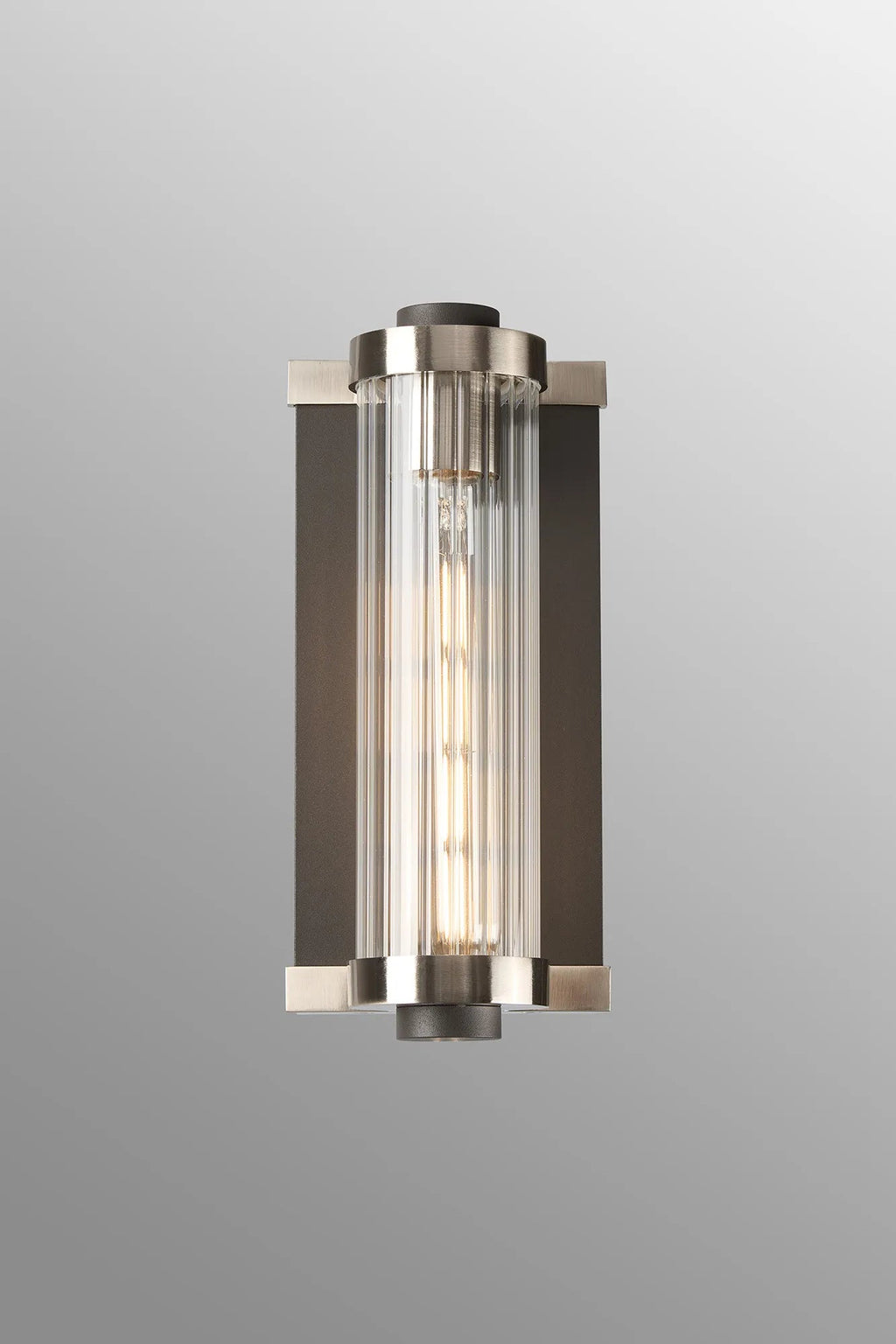Luminosity Designs Ltd - Moriarty Vintage Style Wall Light, 1 Light E27, IP54, Dual Coloured Metal With Clear Ribbed Glass Shade - Luminosity Designs Ltd