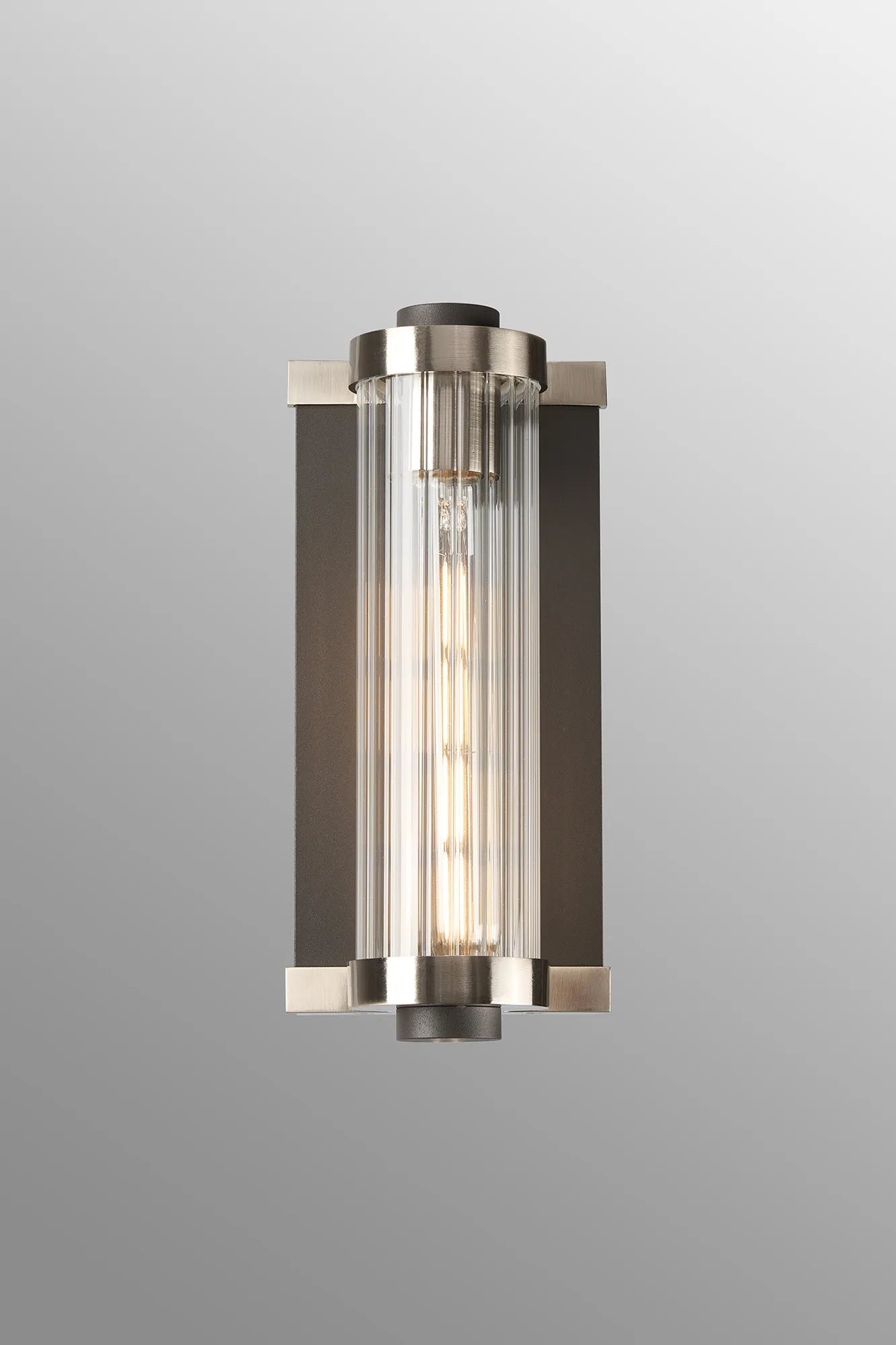 Luminosity Designs Ltd - Moriarty Vintage Style Wall Light, 1 Light E27, IP54, Dual Coloured Metal With Clear Ribbed Glass Shade - Luminosity Designs Ltd