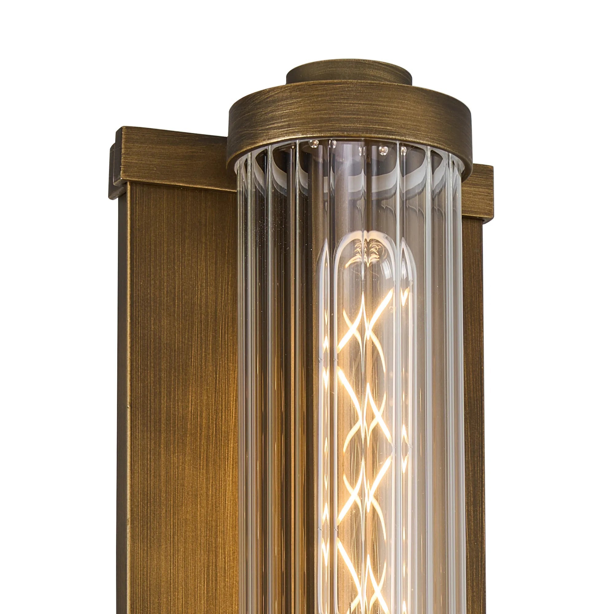 Luminosity Designs Ltd - Moriarty Vintage Style Wall Light, 2 Light E27, IP54, Dual Coloured Metal With Clear Ribbed Glass Shade - Luminosity Designs Ltd