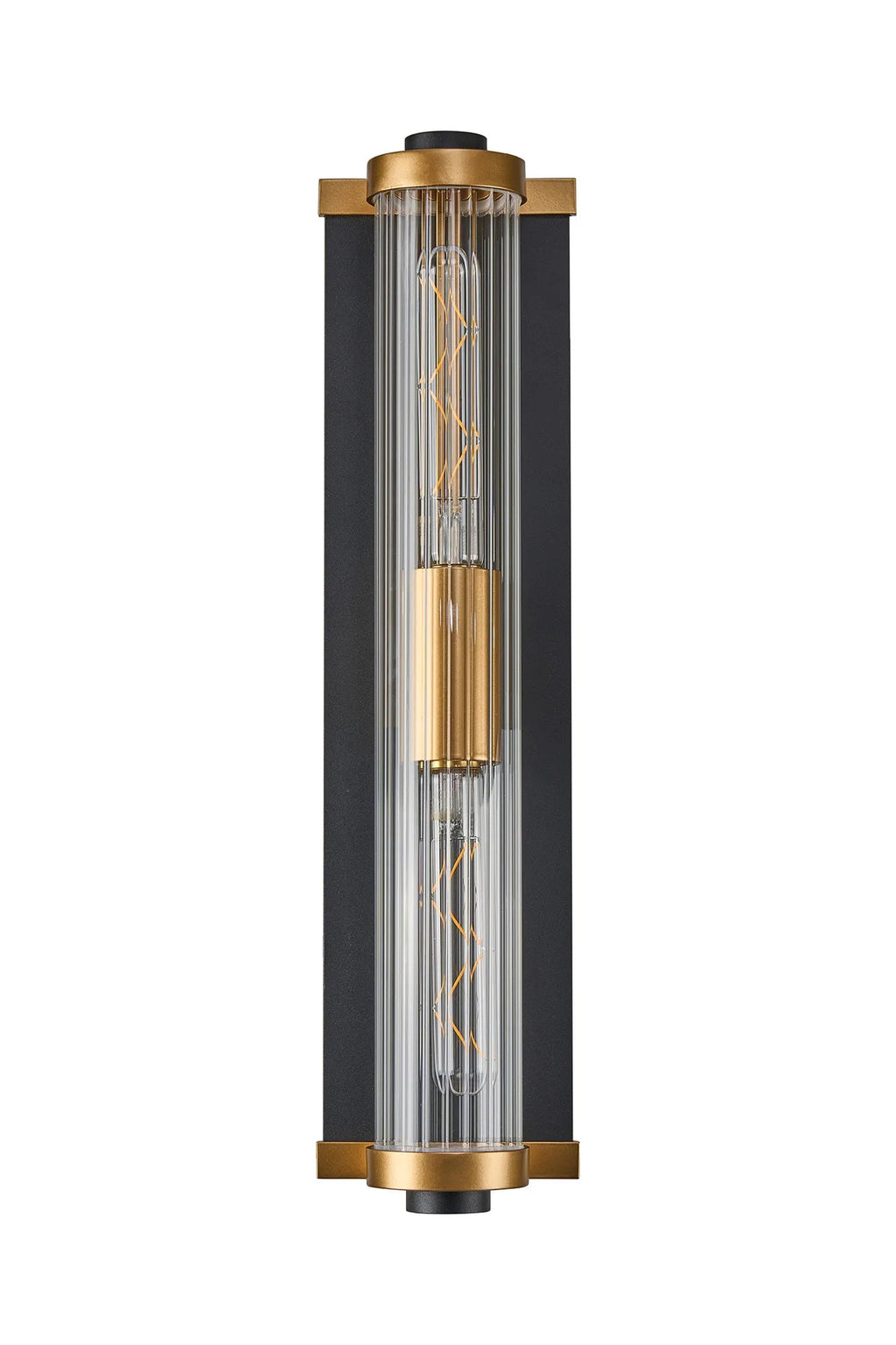 Luminosity Designs Ltd - Moriarty Vintage Style Wall Light, 2 Light E27, IP54, Dual Coloured Metal With Clear Ribbed Glass Shade - Luminosity Designs Ltd