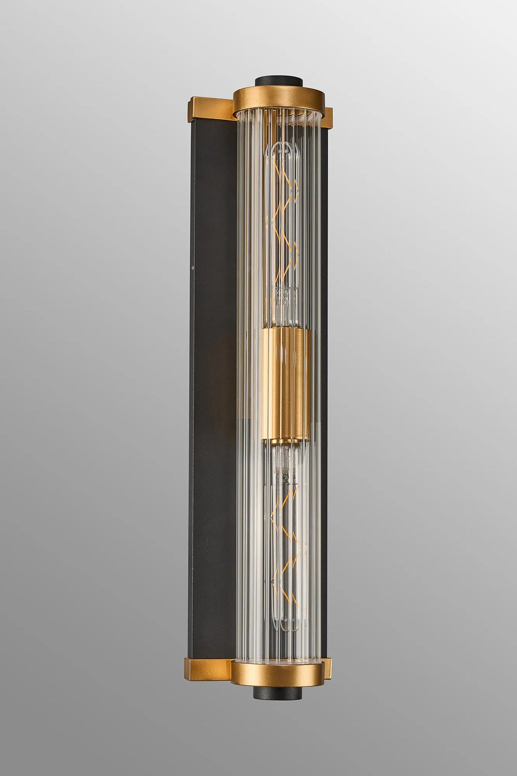 Luminosity Designs Ltd - Moriarty Vintage Style Wall Light, 2 Light E27, IP54, Dual Coloured Metal With Clear Ribbed Glass Shade - Luminosity Designs Ltd