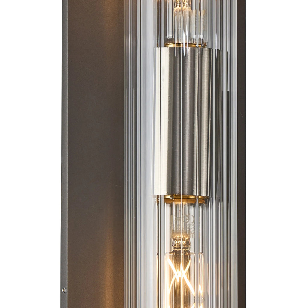 Luminosity Designs Ltd - Moriarty Vintage Style Wall Light, 2 Light E27, IP54, Dual Coloured Metal With Clear Ribbed Glass Shade - Luminosity Designs Ltd