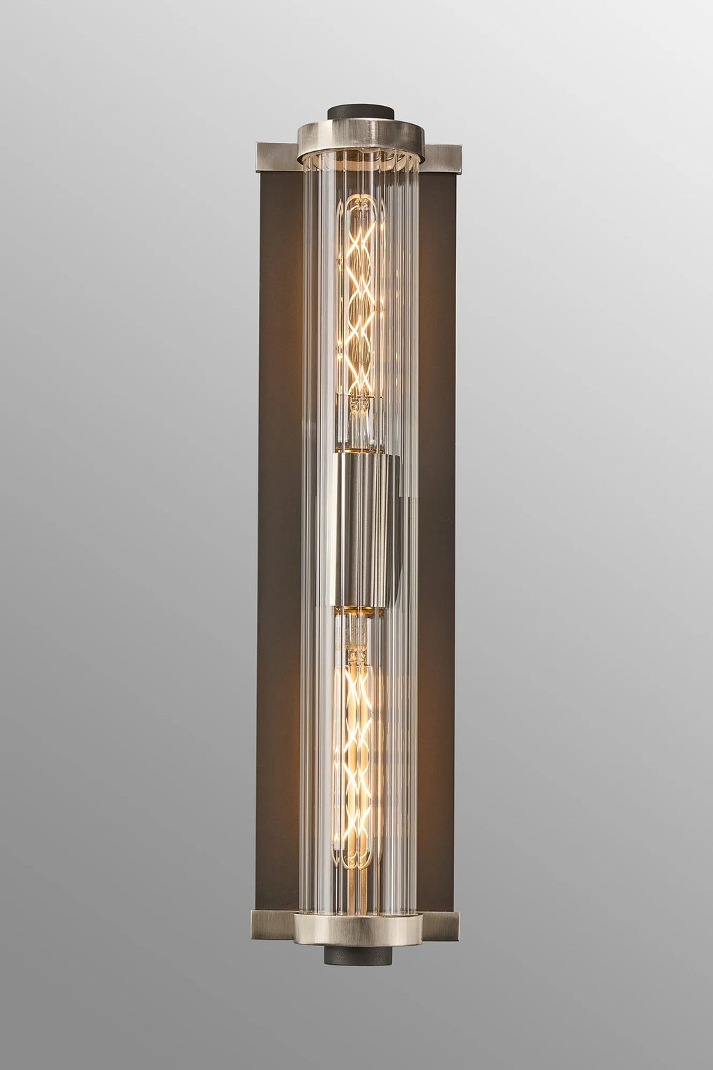 Luminosity Designs Ltd - Moriarty Vintage Style Wall Light, 2 Light E27, IP54, Dual Coloured Metal With Clear Ribbed Glass Shade - Luminosity Designs Ltd