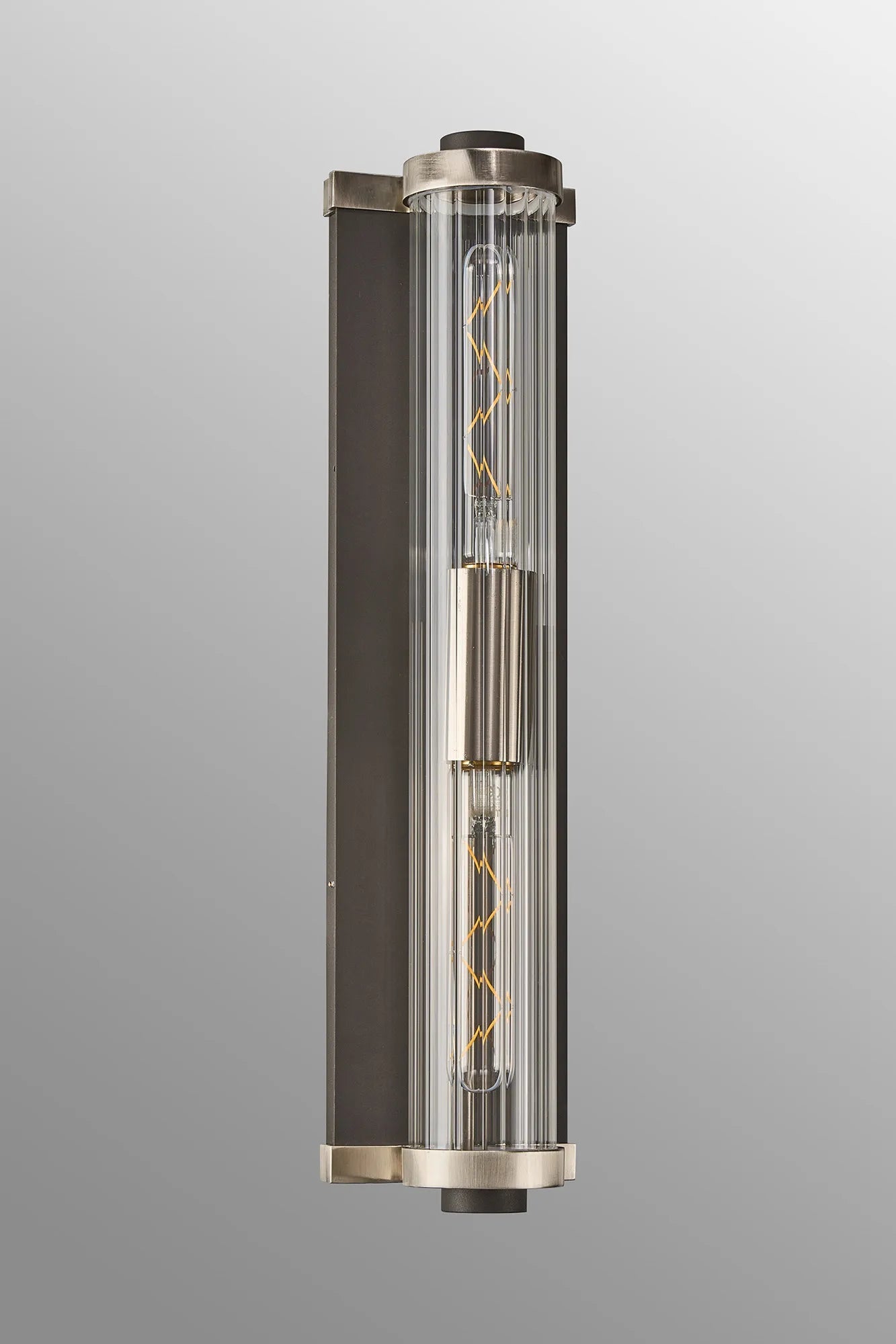 Luminosity Designs Ltd - Moriarty Vintage Style Wall Light, 2 Light E27, IP54, Dual Coloured Metal With Clear Ribbed Glass Shade - Luminosity Designs Ltd