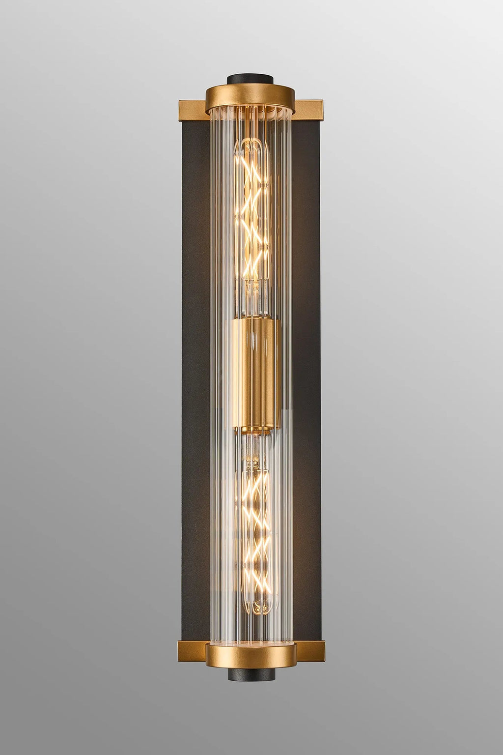 Luminosity Designs Ltd - Moriarty Vintage Style Wall Light, 2 Light E27, IP54, Dual Coloured Metal With Clear Ribbed Glass Shade - Luminosity Designs Ltd